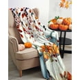 thumbnail image 3 of Fall Orange Flannel Blanket for Bed,Travel and Camping, Blue Watercolor Pumpkins Autumn Leaves Farmhouse Super Soft Cozy Blanket for All Seasons 40"x60", 3 of 6