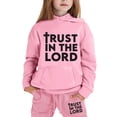 thumbnail image 4 of Zhuashum Girl Clothes 8-9 Years Long Sleeved Hoodie Set Solid Color Letter Prinrt Hooded Pant Set Cute Daily Wear Pink, 4 of 6