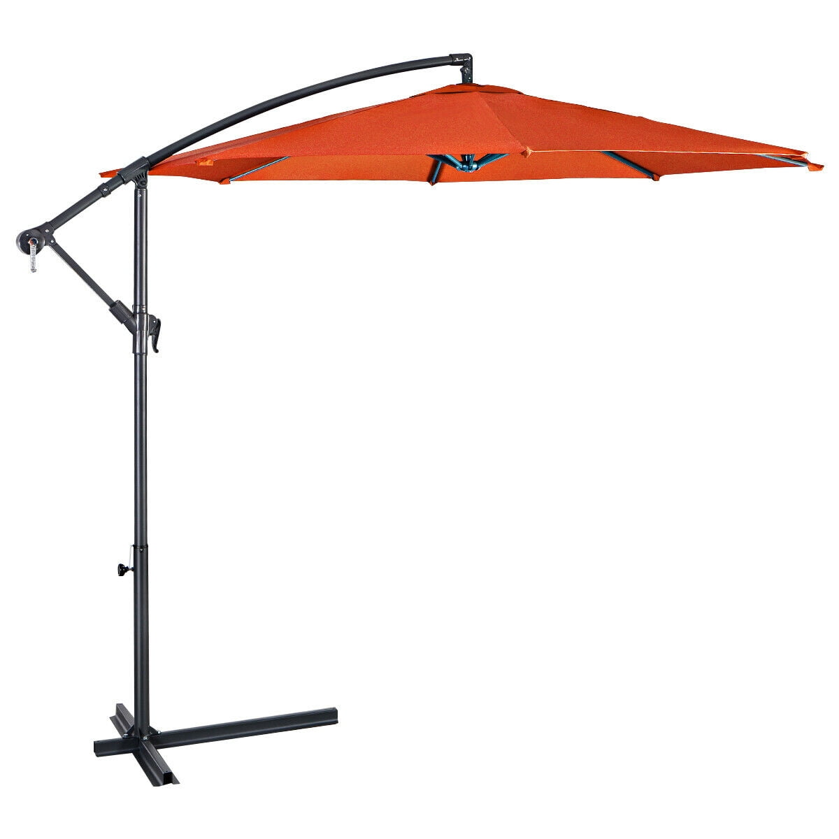 Gymax 10' Hanging Umbrella Outdoor Patio Market Banana Umbrella Offset Orange