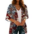 thumbnail image 4 of Xuyuer Cardigan for Women 3/4 Sleeve Lightweight Summer Kimono Cardigan Loose Beach Cover Up 2026 Summer Cardigan Casual V Neck Cute Tops Floral Kimono Summer Short Cover Ups, 4 of 7