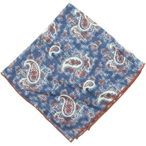 Isaia Bleu / Cachemire Rouge Pochette 33x33 Poche Carrée - Taille Unique