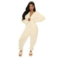 thumbnail image 2 of ZAXARRA Women's Sleeping Plush Solid Home Zipper Long Sleeve Cartoon Romper, 2 of 6