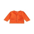 thumbnail image 1 of Kids Solid Color Coat V-Neck Long Sleeve Buttons Cardigan Jacket with Pockets Gray/Orange 0-24 Months, 1 of 6