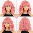 thumbnail image 5 of DOPI Short Ombre Blonde Wigs Wavy Bob Wig with Bangs Women Synthetic Curly Pastel Bob Wig for Girl Colorful Cosplay Wigs, 5 of 6