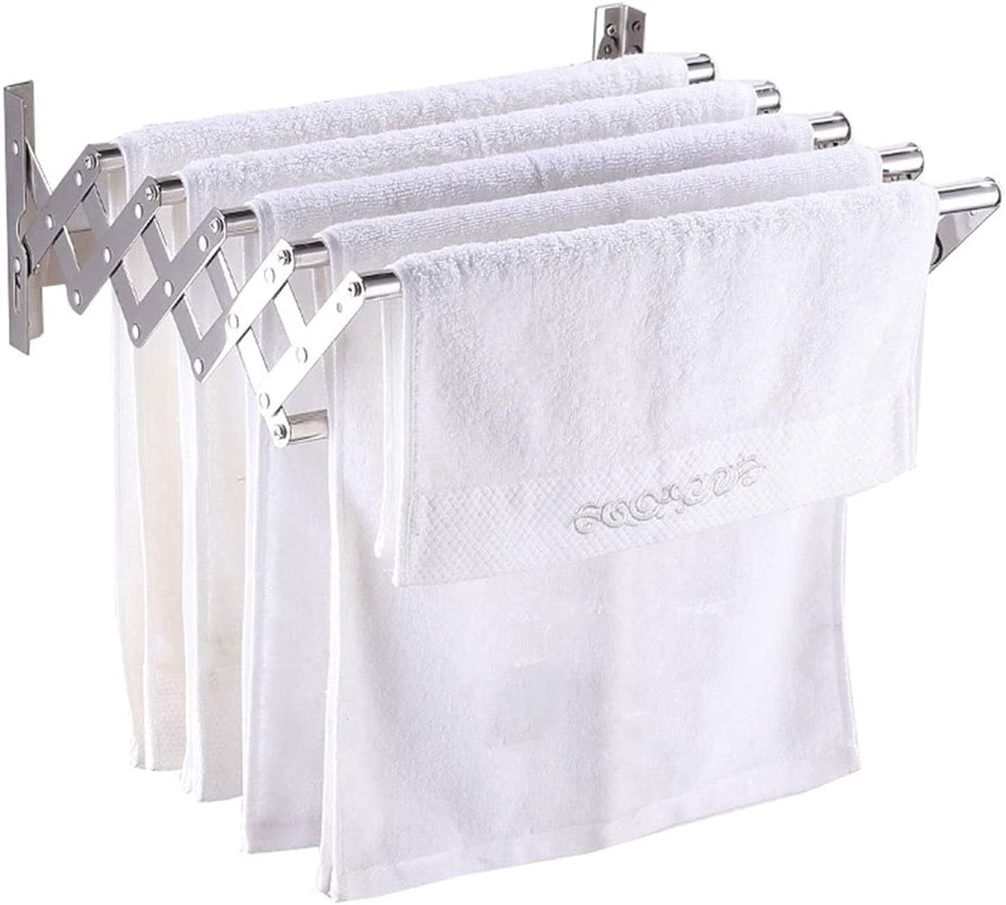 Accordion Wall Mounted Laundry Drying Rack Expandable Foldable Clothes ...