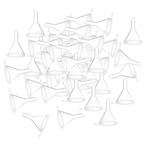 Mini embudos de 100 piezas para perfumes, polvos, aceites esenciales, botellas, viales Claro