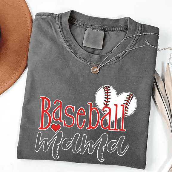 Baseball Mama Heart Graphic T-Shirt