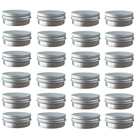 24-Pack 2oz Airproof Aluminum Tins, Screw-Lid Leakproof & Food-Grade Metal Jars for DIY Lip Balm, Salve, Cosmetics, Candle Making (60ml Small Container)