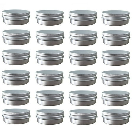 24-Pack 2oz Airproof Aluminum Tins, Screw-Lid Leakproof & Food-Grade Metal Jars for DIY Lip Balm, Salve, Cosmetics, Candle Making (60ml Small Container)
