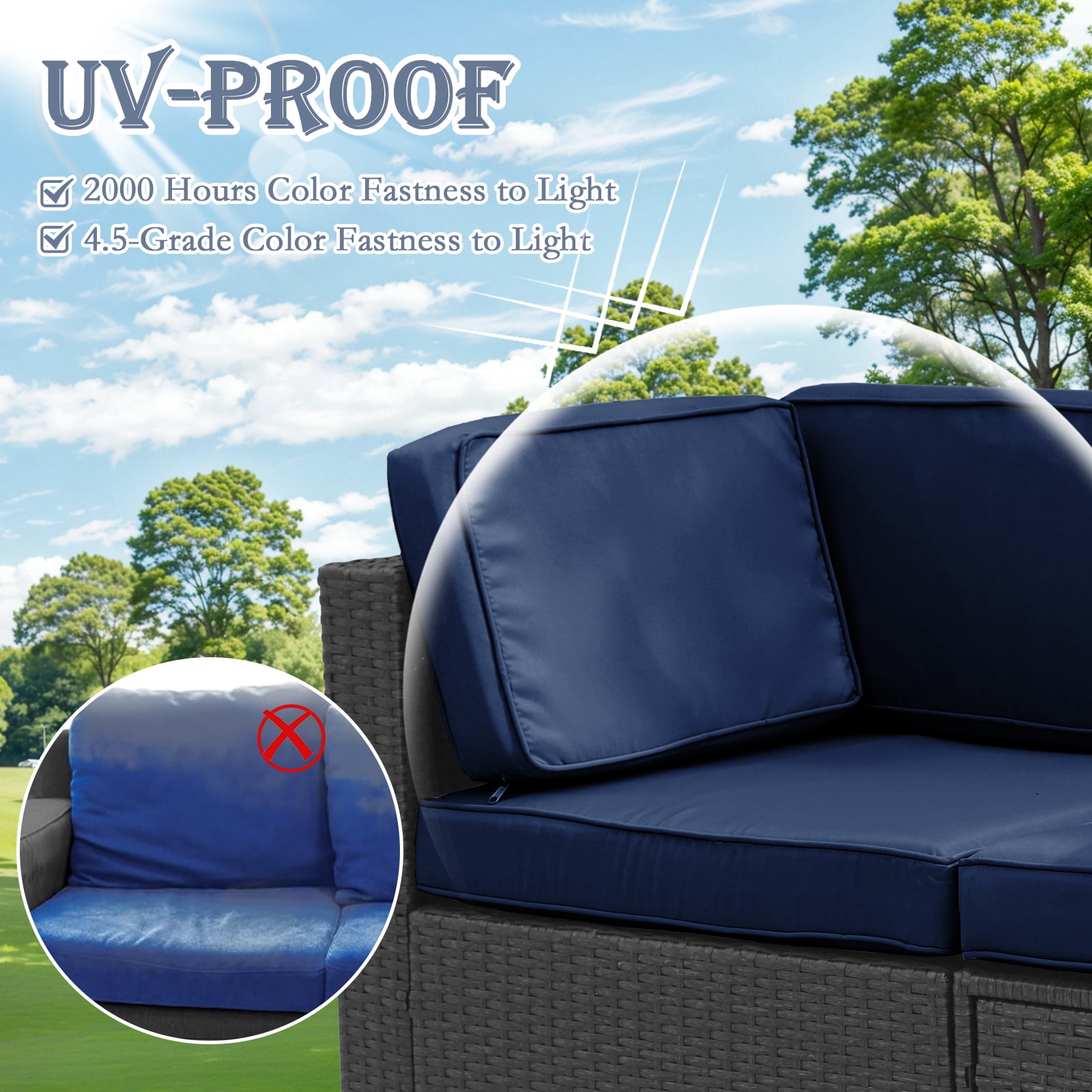 FKS LIFE 11 Pack Outdoor Patio Cushion Covers, Water Resistant Fade Resistant Washable Furniture Slipcovers for Sofa and Chairs,Dark Blue