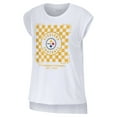 thumbnail image 2 of Women's WEAR by Erin Andrews White Pittsburgh Steelers Checker Muscle Tank Top, 2 of 3