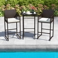 thumbnail image 5 of Costway 3 PCS Patio Bar Set Wicker Table & Armchairs with  2 Cushions & Glass Tabletop, 5 of 10