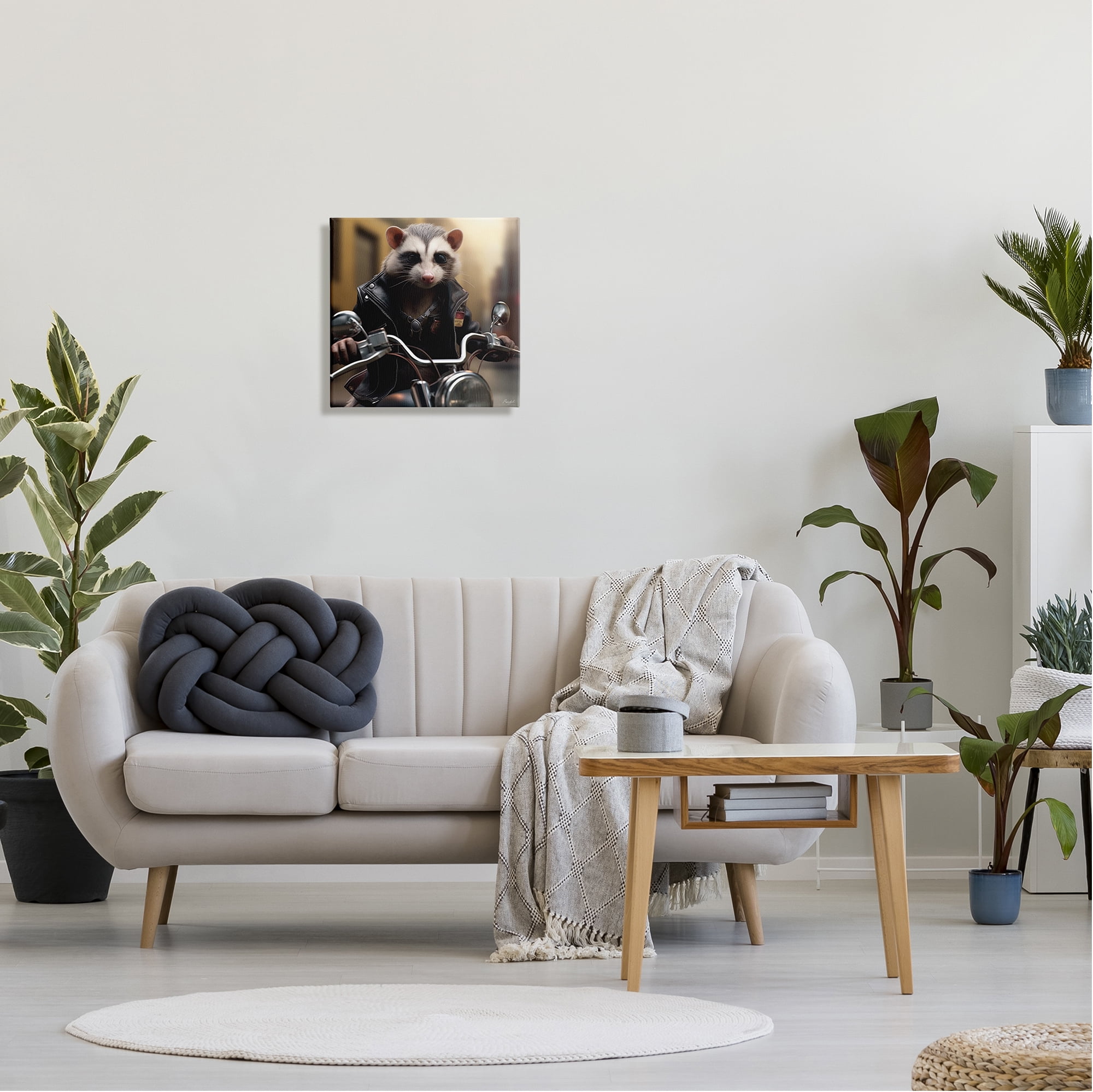 Stupell Industries Possum Motorcycle Biker Animals & Insects Painting Gallery Wrapped Canvas Art Print Wall Art, 17 x 17