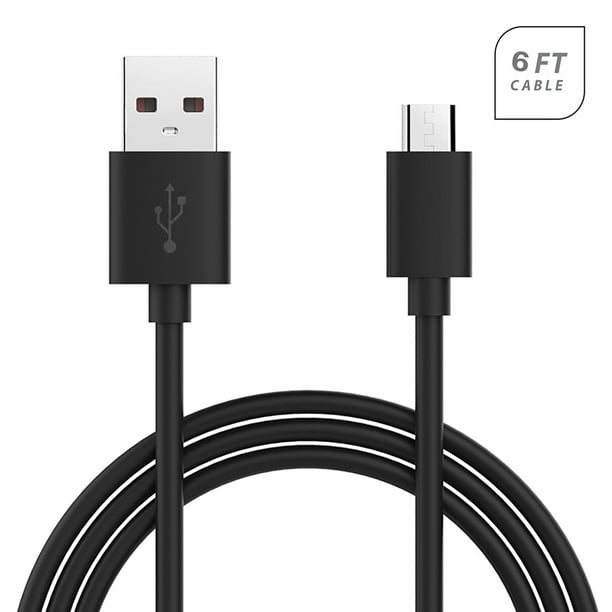 OEM Câble de Données de Charge Micro USB Rapide Compatible avec Samsung Galaxy Mega 2 Téléphones Cellulaires 6 Pi - Noir