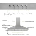 thumbnail image 4 of Campana para cocina de pared piramidal 90 cm Acero Inoxidable, 3 Velocidades, Doble Filtro de malla lavable y Filtro de carbón activado, Luz LED, Extrae y Purifica AVERA CEP90, 4 of 10