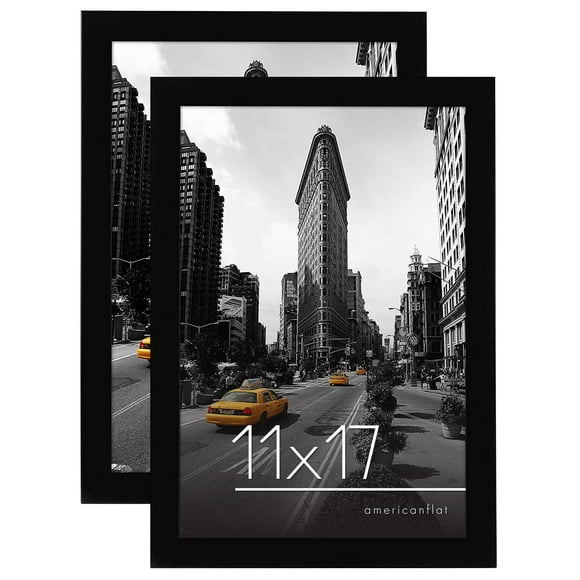 Americanflat 11X17 Picture Frames In Black - Set Of 2 - Legal Sized Paper Display - Engineered Wood With Shatter Resistant Glass - Horizontal And Vertical Formats For Wall