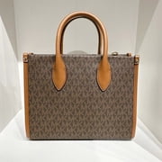 Michael Kors Womens Small Polyester Signature Tote Bag, Brown