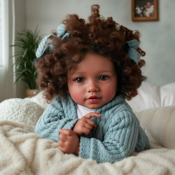 BABESIDE Lifelike Reborn Baby Dolls Black Girl, 20 Inch Soft Body Realistic Newborn Baby Doll Poseable Limbs Real Life Baby Dolls with Clothes and To
