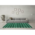thumbnail image 3 of Ahgly Company Machine Washable Indoor Square Abstract Turquoise Blue Modern Area Rugs, 7' Square, 3 of 4