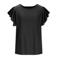 thumbnail image 4 of Black S WIZUTIZ T Shirts for Women up to 65% Off Retro Breathable Pure Colour Fashion Tshirt Crew Neck Cozy Style Ladies T-shirt Linen Short Sleeve Shirts Sports Fluffy Blouse Plus Size Solid Tee Top, 4 of 5