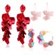 thumbnail image 2 of Pendientes largos con borlas de flores exageradas Pendientes personalizados Pendientes largos de tela Pendientes elegantes con flores, 2 of 5