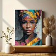thumbnail image 6 of Qisvanset African Woman Portrait Oil Painting Canvas Wall Art 15.75x11.81 INCHES, 6 of 8