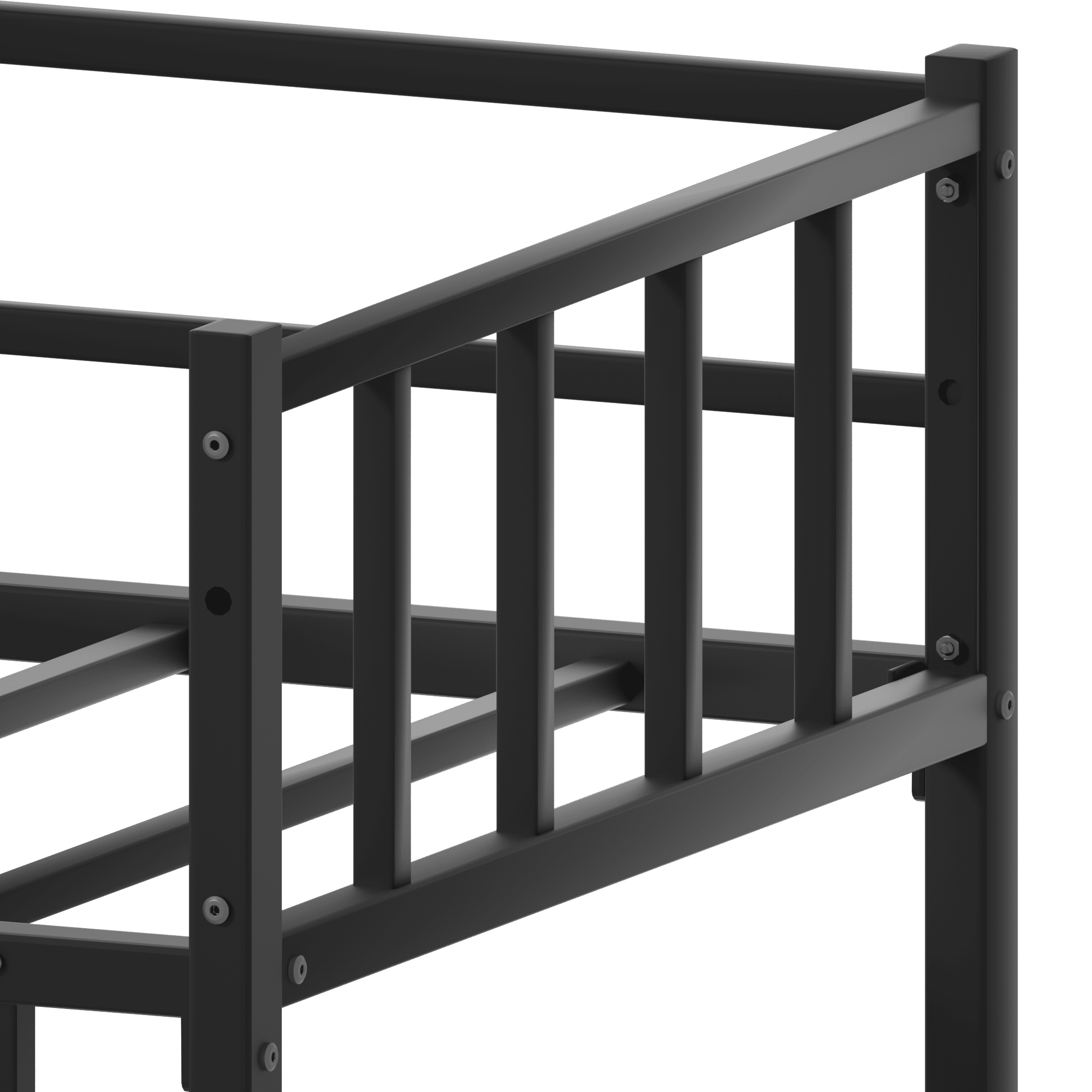 Bunk Bed 78.7 Inch, Metal Bed Frame with Ladder and Slide for Kids, Space-Saving Twin Bed for Children's Bedroom, Black