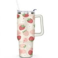 thumbnail image 2 of Strawberry 40 Oz Tumbler with Handle Lid and Straw, Stainless Steel Double Walled Vacuum Insulated Cup, Cute Anniversary Wedding Birthday Gifts Tumbler for Women Men Friends Outdoor Indoor, 2 of 7