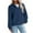 Navy, variant on Fiaer Quarter Zip Pullover Women Plus Size Trendy Sweatshirts Long Sleeve Lapel Collared V Neck Pocket Tops White XL