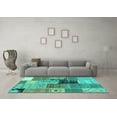 thumbnail image 3 of Ahgly Company Indoor Square Patchwork Turquoise Blue Transitional Area Rugs, 4' Square, 3 of 4