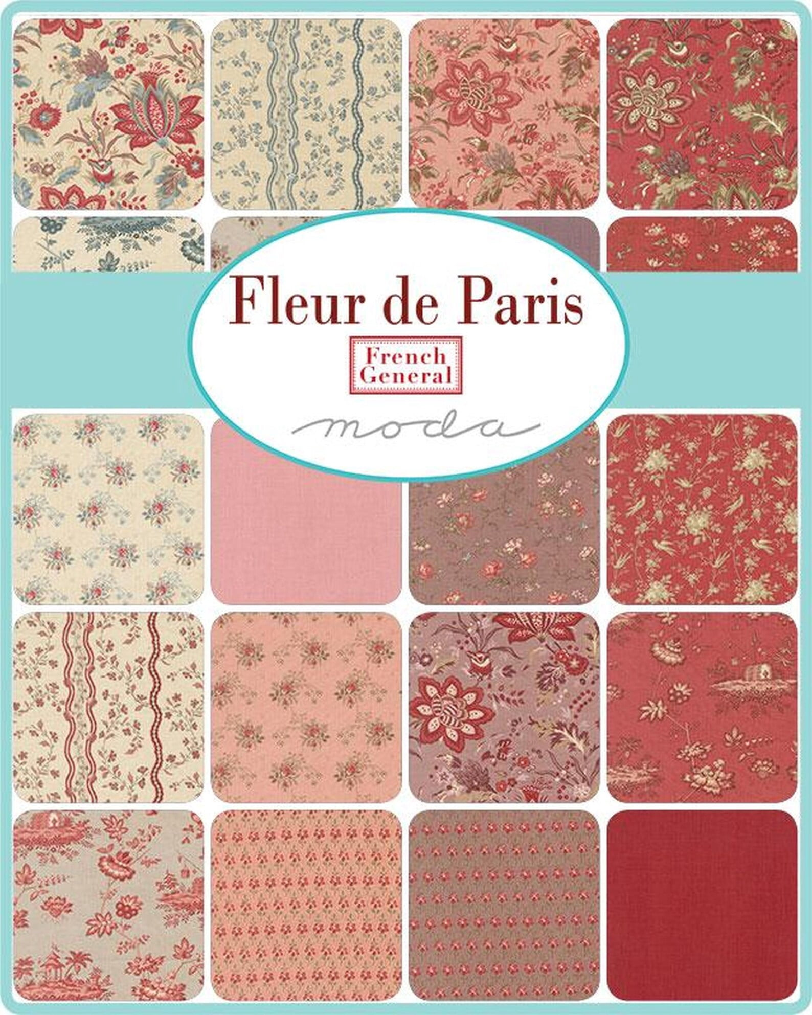 Fleur de Paris Layer Cake by French General, 42 10-inch Precut Fabric Quilt Squares