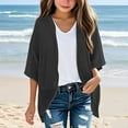 thumbnail image 2 of Loopsun Girls Summer Cardigan, Girls Solid 3/4 Sleeve Shirts Loose Tunic Cardigan Black 11-12 Years, 2 of 4