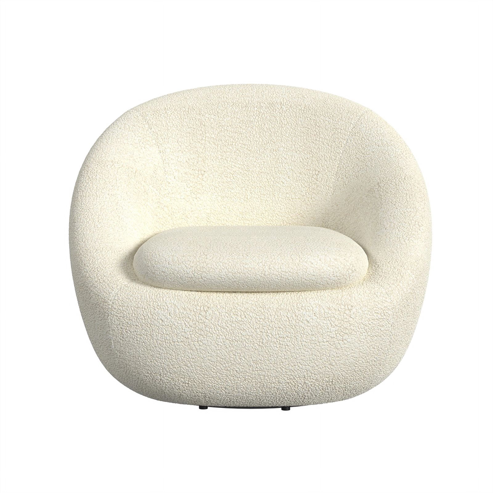 HomePop Round Swivel Accent Chair, White Sherpa