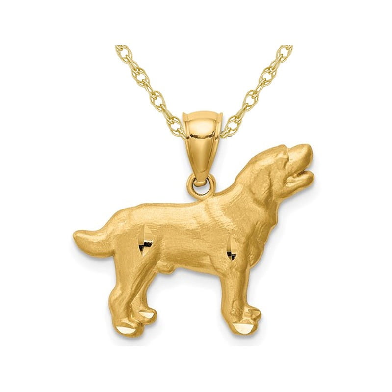 14K Yellow Gold Labrador Retriever Dog Pendant Necklace with Chain Walmart