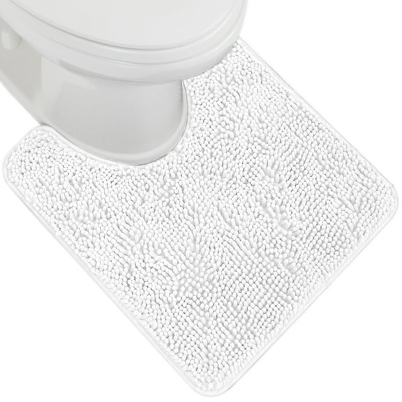 GORILLA GRIP Bathroom Rug, Contour Toilet Bath Rugs, Quick Dry Plush Chenille, Machine Wash and Dry, 24x19.5, White