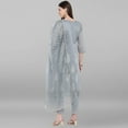 thumbnail image 6 of Janasya Indian Round Neck 3/4 Sleeve Ethnic Motifs Grey Poly Chanderi Kurta With Pant and Dupatta For Women, 6 of 8
