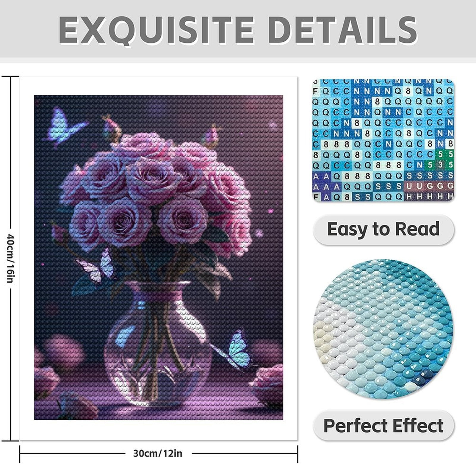 Diamond Art Kits for Adults - Modern Bouquet Lilac Print No.68 5D Frameless Dimond Painting Kit for Adults Beginner, Round Diamond Kits for Home Wall Decor, Gift for Women