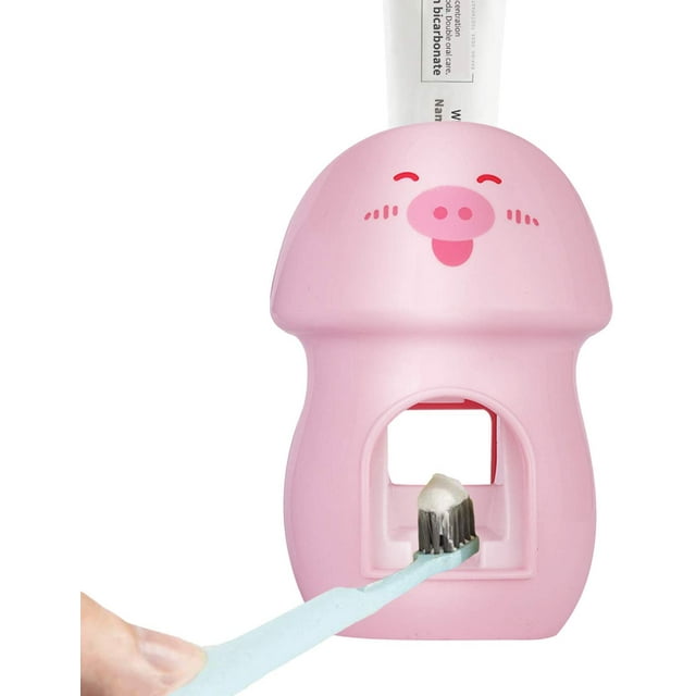 Automatic Toothpaste Dispenser, Toothpaste Squeezer for Kids, Hands Free Toothbrush Holder for Family Washroom Bathroom - Pink