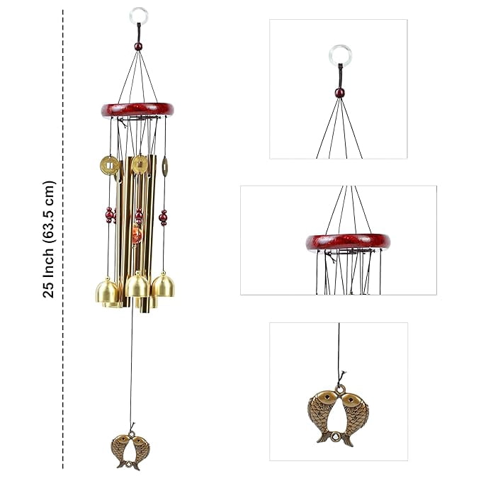 Wind Chimes for Balcony, Garden & Home Decor – 63cm Metal Hanging Bell Windchime for Living Room, Wall Decor Items, Positive Energy, Decorative Items, Outdoor & Indoor Use