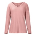 thumbnail image 3 of Annhoo Womens Fall Tops Casual Long Sleeve V Neck Knitted Sweater Blouses Lightweight Loose Soft Pullover Shirts, 3 of 7