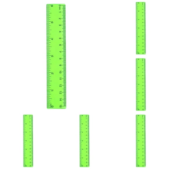 15cm Plastic Straight Ruler 4.13in Green Transparent Metric Measuring Ruler, Colored Centimeter Scale Ruler, Portable Drafting Tool for Office Work, Craft Layout & Daily Measurement, 5Pcs