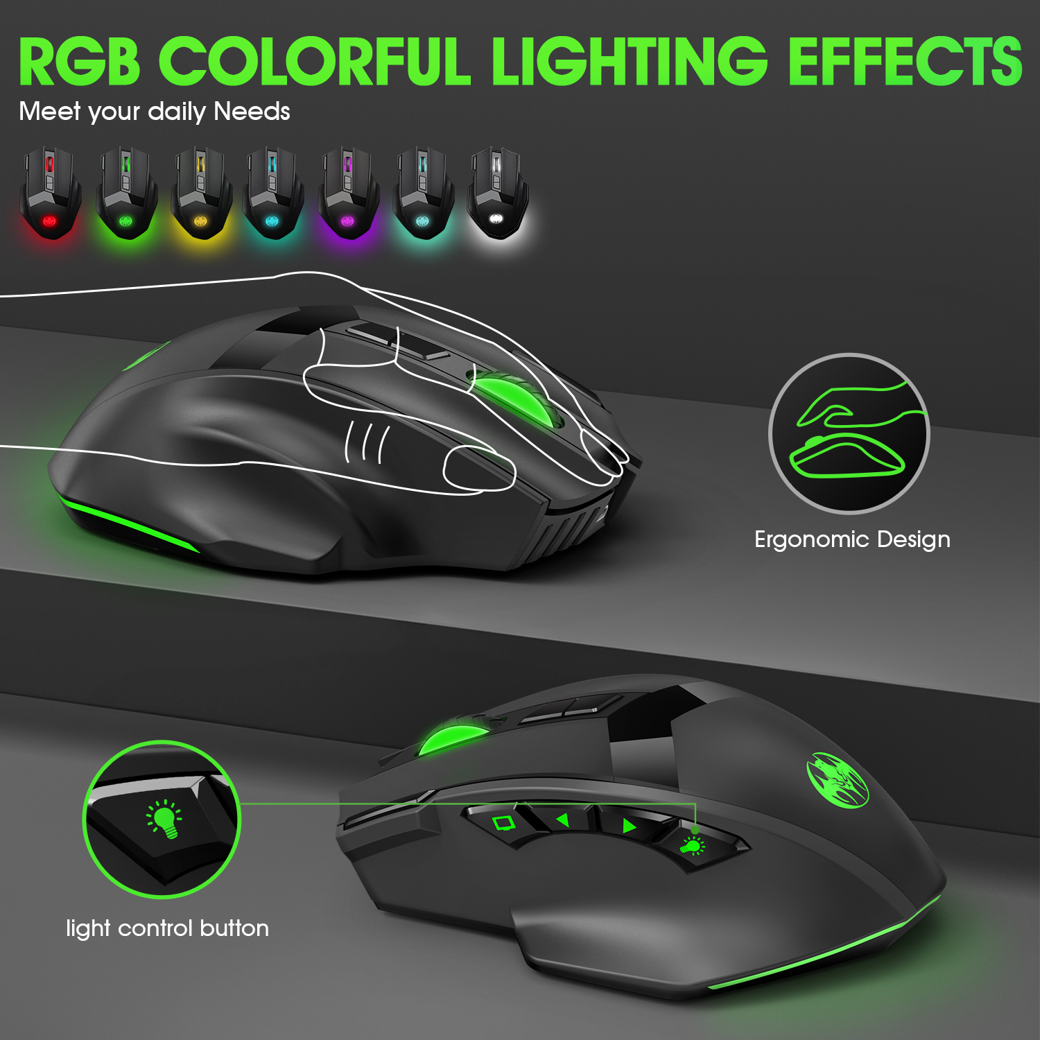 Muzpu Wireless Gaming Mouse, 16000 DPI, Bluetooth & 2.4GHz, RGB photo 3