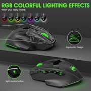 Wireless Gaming Mouse, 16000 DPI Adjustable, Bluetooth 5.2 & 2.4GHz Dual Mode, Lightweight, 10 Buttons, RGB Lighting, for PC Gaming & Office, Muzpu (Black)