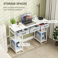 thumbnail image 3 of HOMCOM 47" Small Writing Desk, Computer Desk with Fabric Drawers, Home Office Desk with Adjustable Shelves, Computer Table for Small Spaces, White, 3 of 9