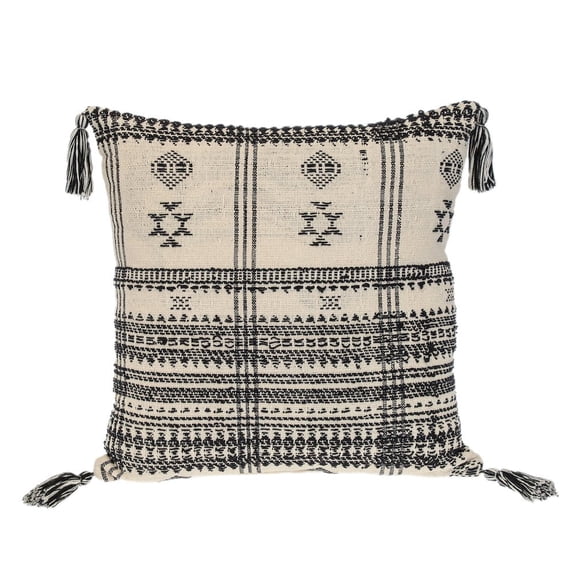 Parkland Collection Selina Beige Tribal Decorative Throw Pillow, 18 x 18 Cotton Accent Pillow