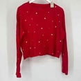thumbnail image 3 of Victoria's Secret PINK Women Long Sleeve Gold Stars Cropped Top Tee Red Pepper L, 3 of 8
