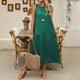 thumbnail image 3 of tasrioml Women's Sleeveless Long Dress Casual Crew Neck Maxi Dress Summer Beach Vacation Shift Sundress with Pockets, 3 of 7