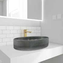 90210 Kitchen and Bath 20" Black Glass Oval Vessel Sink For Bathroom Vanity