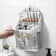 thumbnail image 1 of Bolsa de almacenamiento de pared, impermeable, para puerta, armario, organizador colgante de lino y algodón, para dormitorio (cuadrícula negra), 1 of 4