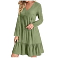 thumbnail image 2 of Jienlioq Robe Grande Taille pour Femmes Printemps et Été Manches Longues Col en V Ample Décontractée Taille Haute en Dentelle, 2 of 6
